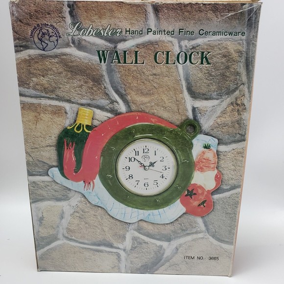 Lobster Hand Painted Fine Ceramic Ware Wall Clock United B International - Picture 12 of 12